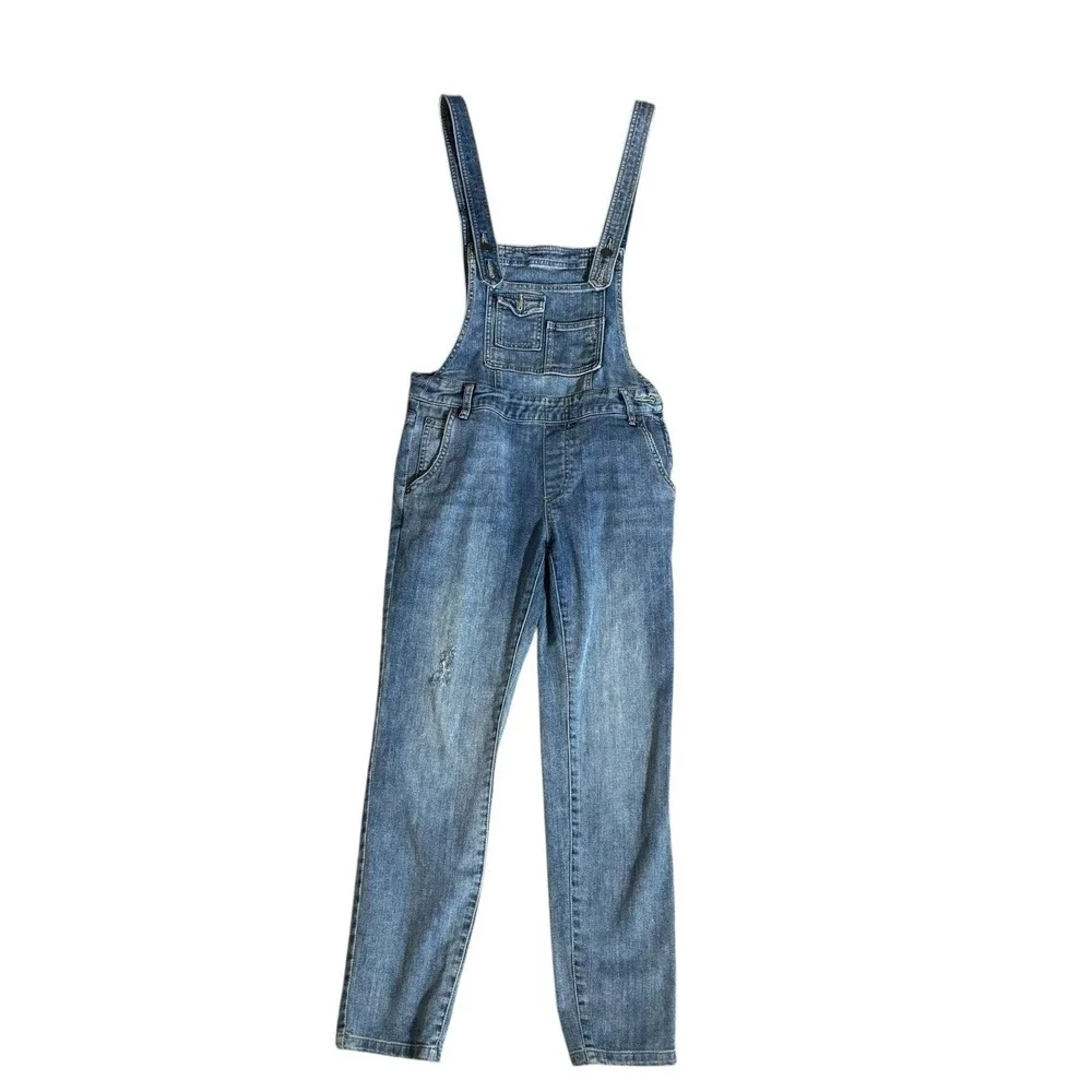 Free People Overalls Womens 25 Blue‎ Denim Sleeveless Bib Adjustable Buttons Top